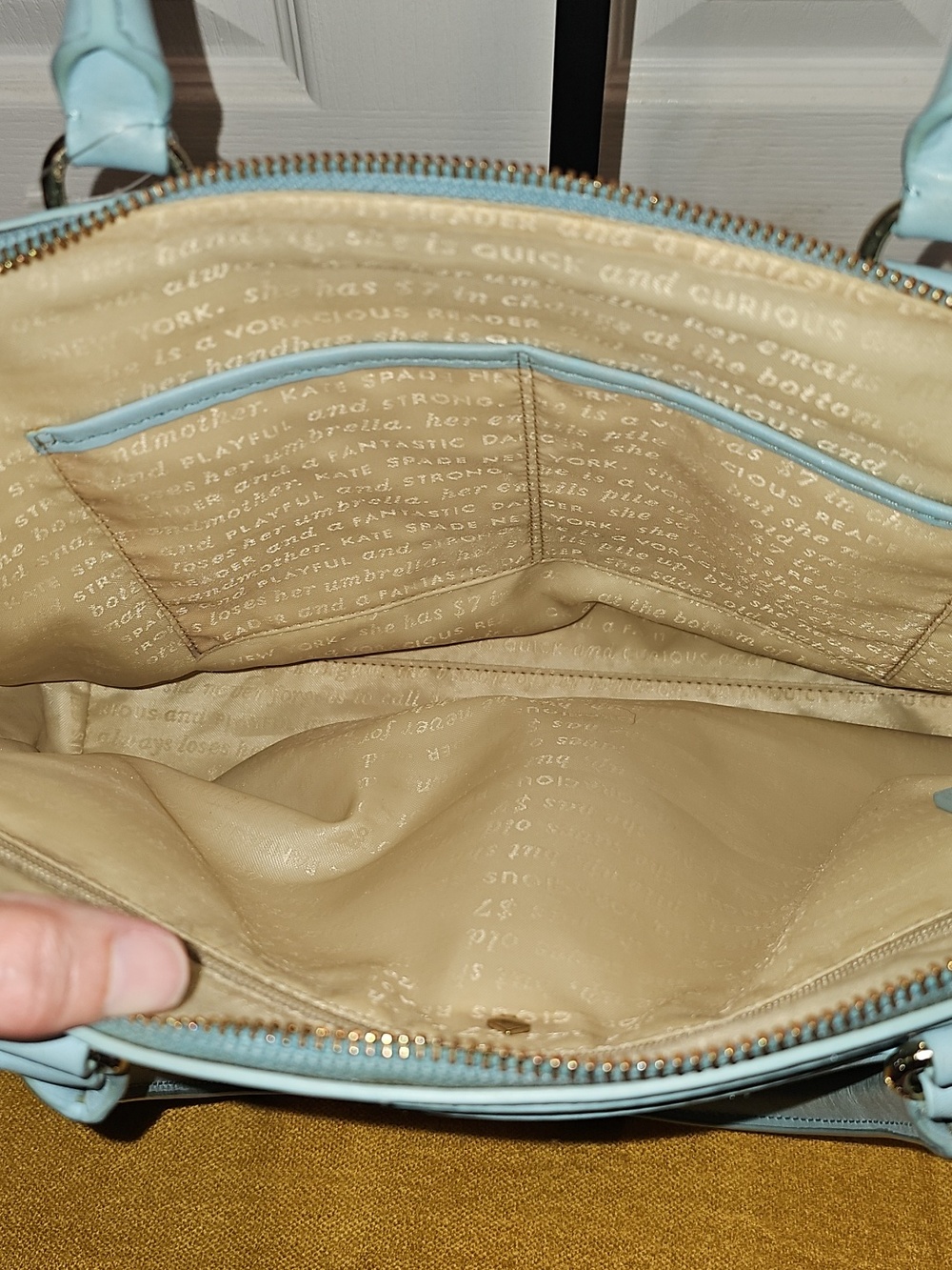 Kate Spade Tallow Court Jennifer Leather Satchel - Baby Blue Storybook Lining - Picture 10 of 16
